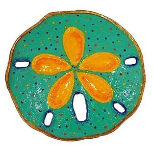 Large Tropical Beach Sand Dollar Decor Haitian Metal